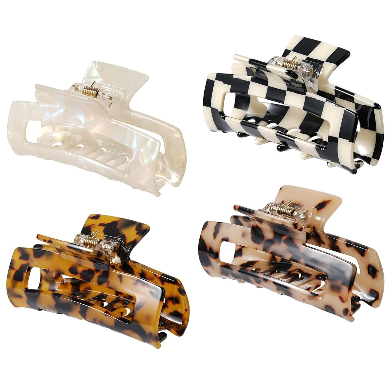 4Pcs Hair Claw Clips, Acetate Hair Banana Barrettes, French Butterfly Jaw | Amazon (US)
