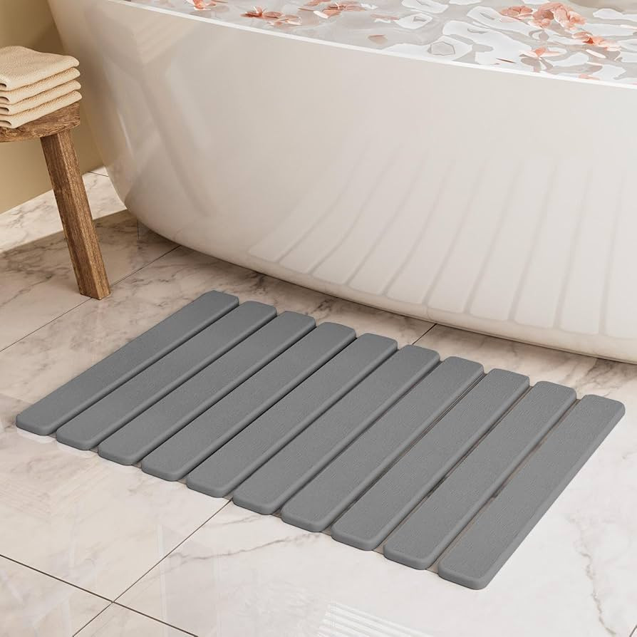 Foldable Stone Bath Mat, Quick Dry Stone Drying Mats for Bathroom, Super Absorbent Bath Mat, Non ... | Amazon (US)
