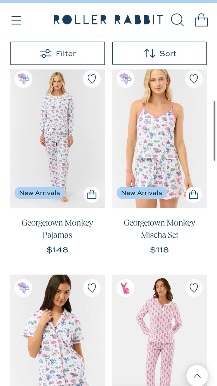So happy that Roller Rabbit is putting the Georgetown pajamas online. 

They did a pop up in DC last month and sold out before the pop up was over. 

They will be restocking in the next month or two but there are some xxs sizes available.

#LTKmorningroutine #LTKselfcare #LTKHome