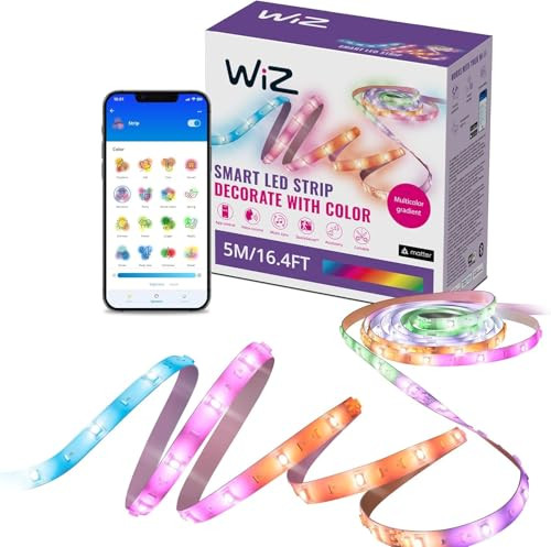 WiZ Connected 16.4 ft LED Light Strip For Your Smart Home, Flowing Multicolor LED Lights, Color-Changing RGBIC Lighting, Cuttable, Voice/App Control, Works with Google Home, Alexa and HomeKit | Amazon (US)