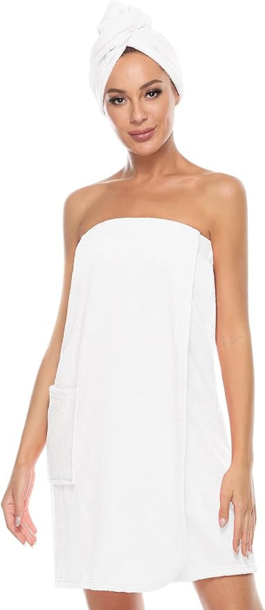 Orrpally Women Shower Wrap Robe Bath Wrap Towel Spa Body Wrap Adjustable Closure Bathrobe | Amazon (US)