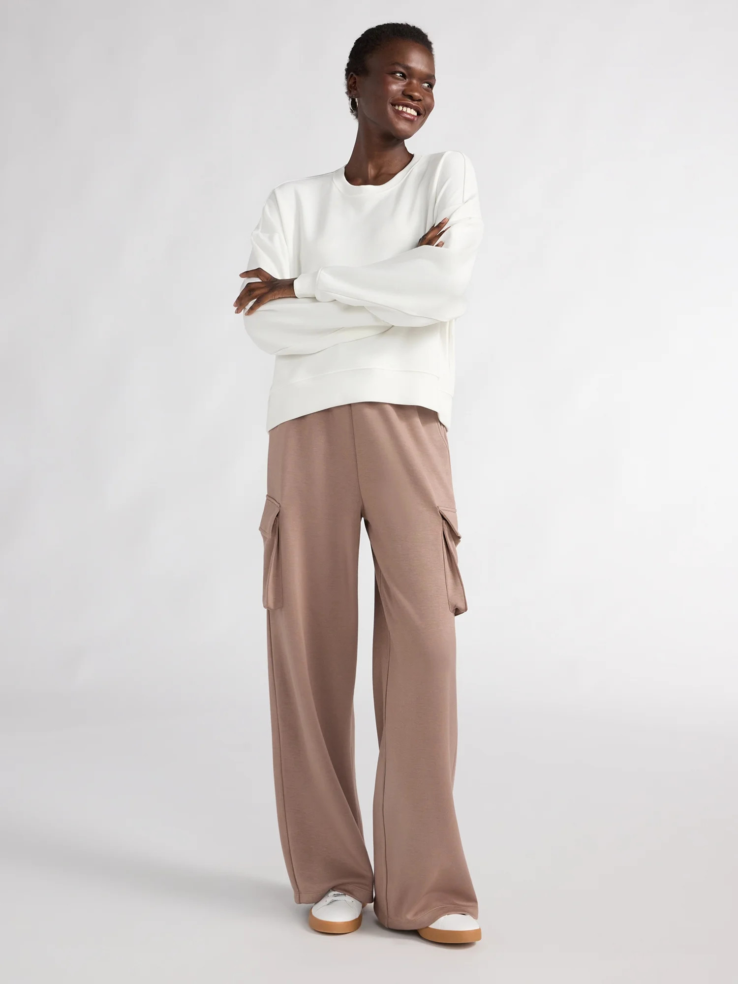 Scoop Women's Ultimate ScubaKnit Wide Leg Cargo Pants, Sizes XS-XXL | Walmart (US)