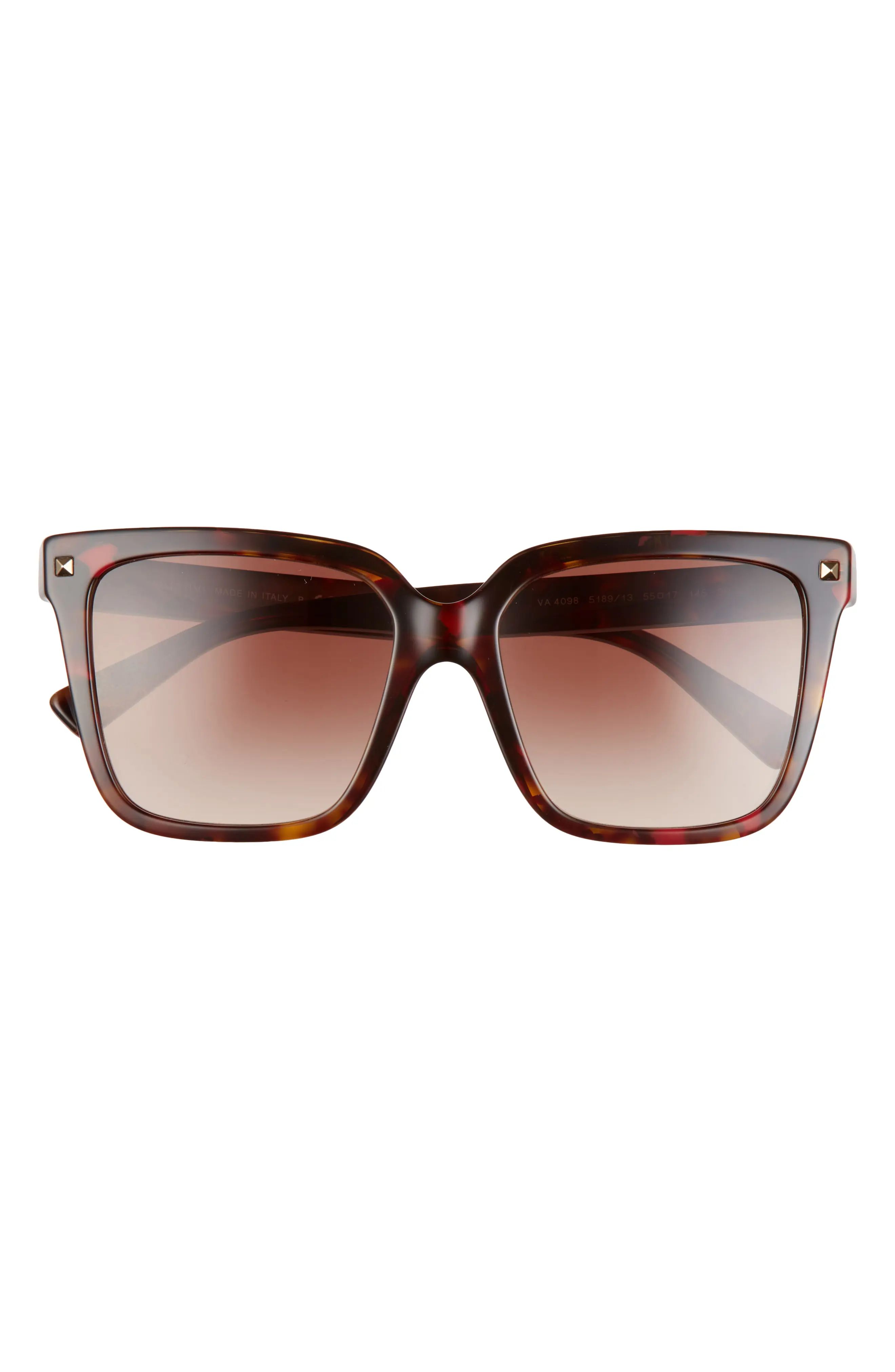 Women's Valentino 55mm Square Sunglasses - Red Havana/ Brown Gradient | Nordstrom
