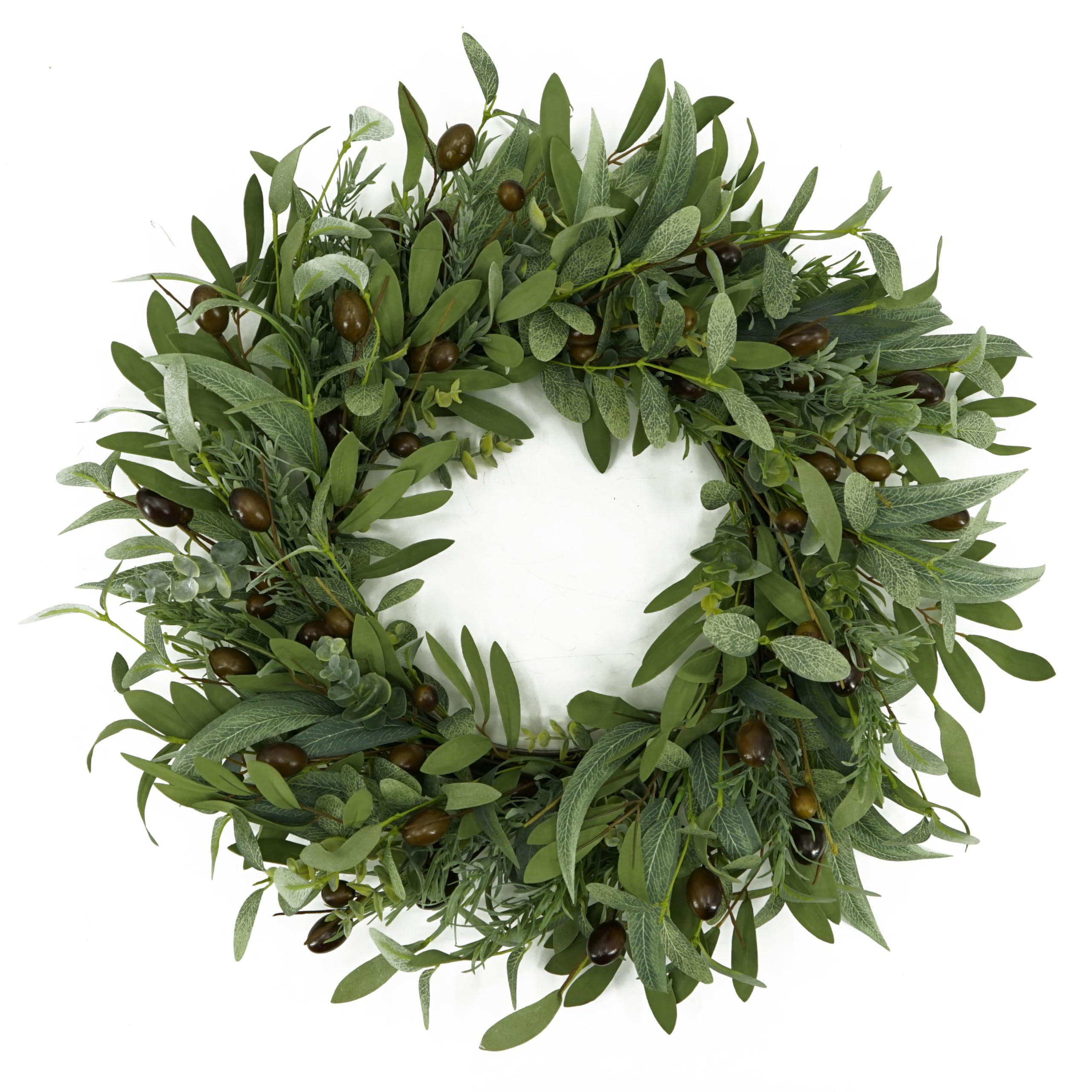 WreathDream 22 inch Olive Wreaths for Front Door Greenery Wreath with Olive Leaves, Bean for All ... | Amazon (US)