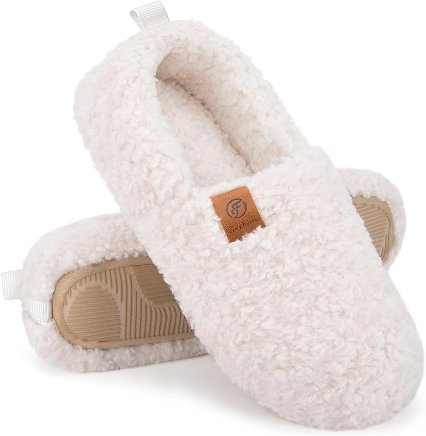 EverFoams Women’s Soft Curly Full Slippers Memory Foam Lightweight House Shoes Cozy Loafer with... | Amazon (US)