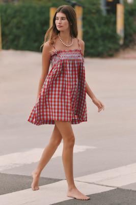 Damson Madder Lilo Smocked Mini Swing Dress | Anthropologie (US)