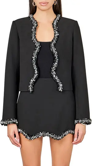 Rhinestone Detail Scallop Edge Jacket | Nordstrom