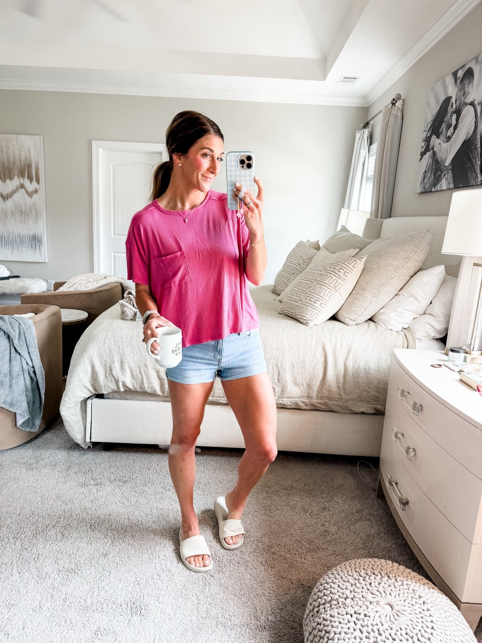 Top is Aerie on sale-wearing a small. Size up for more oversized fit. 
Shorts are American Eagle size 4. Tts-stretchy fit. On sale!

Shoes are Lululemon slides

Necklace and loopy also linked-watsonansley10 for 10% off

Click here to shop!

Sale | comfy | daily | AE | American Eagle | aerie | shoes | summer | slides | tee | ribbed | t-shirt | jean shorts | denim | loopy | phone case | cross necklace | mom fit | style | ootd

#LTKSaleAlert #LTKmomlife #LTKootd