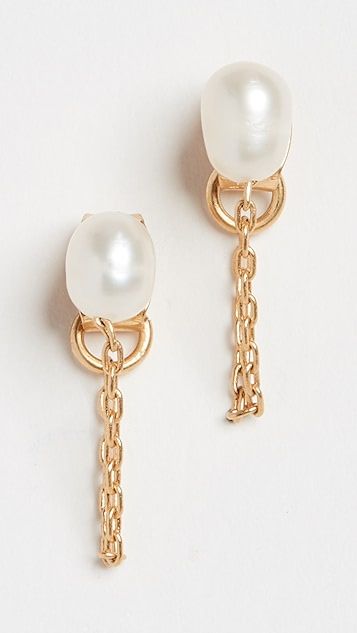 Freshwater Pearl Chain Stud Earrings | Shopbop