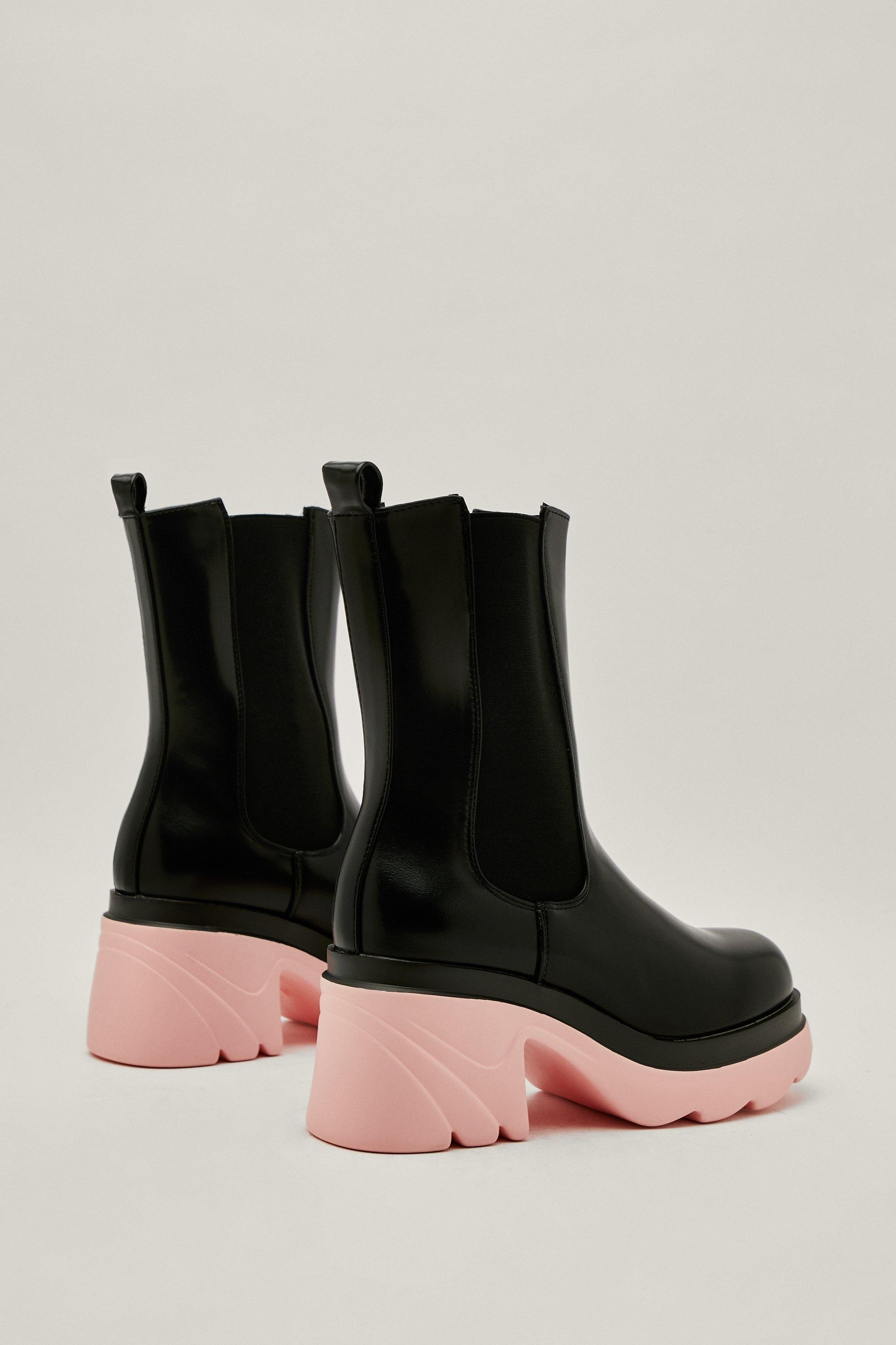 Contrast Cleated Heeled Chelsea Boots | Nasty Gal (US)