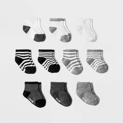 Baby Boys' 10pk Ankle Socks - Cat & Jack™ Black/Gray | Target