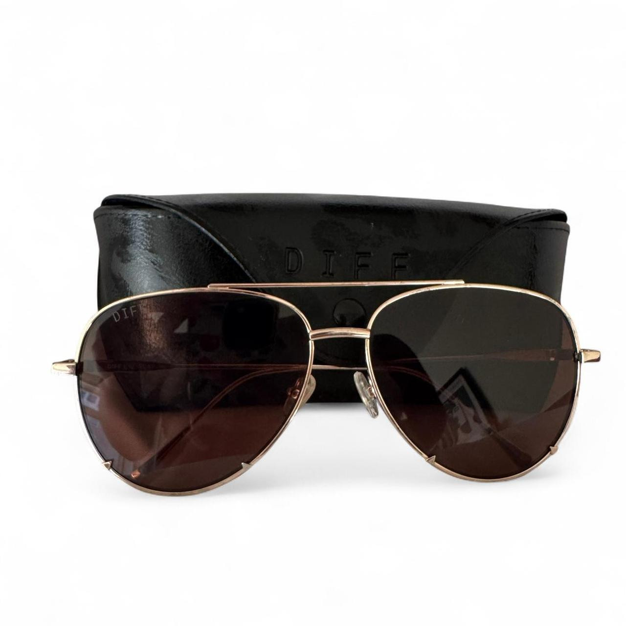 DIFF Women's Aviator Sunglasses - Brown/Black | Depop US