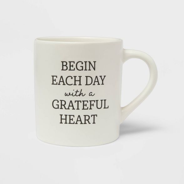 16oz Stoneware Begin Each Day with a Grateful Heart Mug - Threshold™ | Target