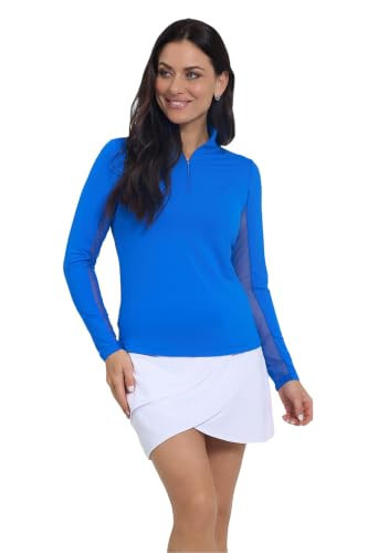 IBCOOL Athleisure Wear Sun Protective UPF 50+ Icefil Cooling-Solid Long Sleeve Mock Neck Top-80000 Blue/Solid/XXL | Amazon (US)