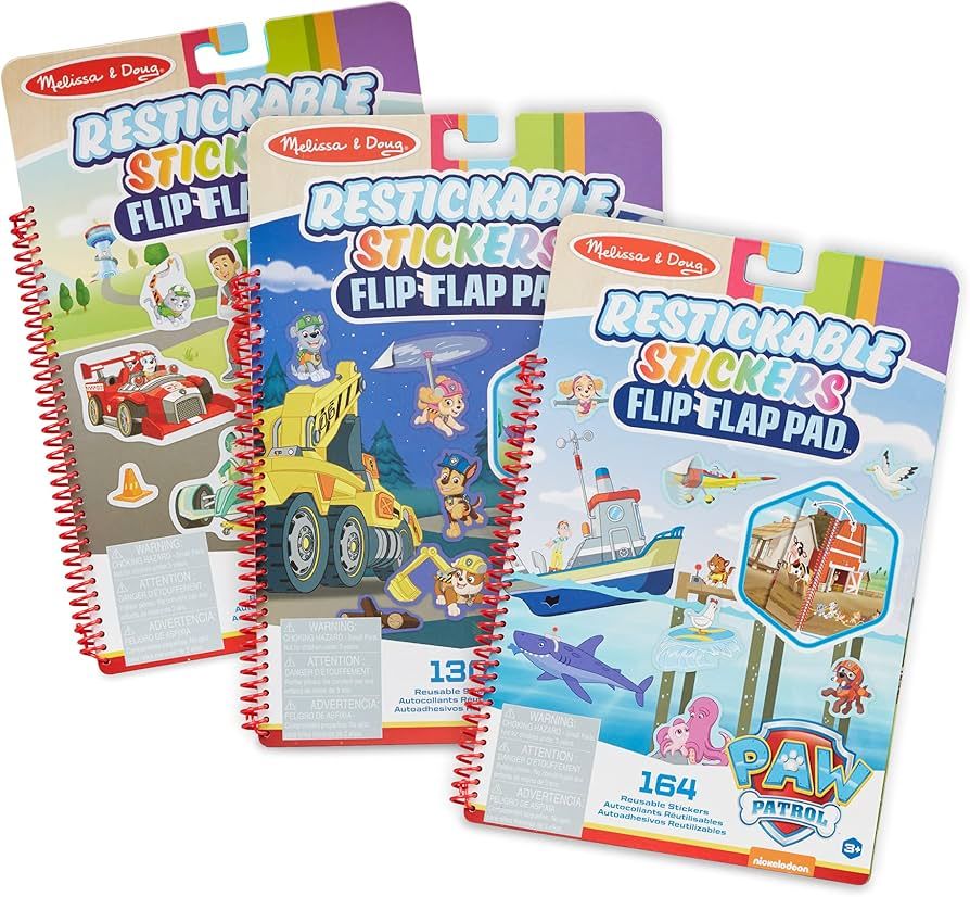 Melissa & Doug PAW Patrol Restickable Stickers Flip-Flap Pad 3-Pack – Classic Missions, Adventu... | Amazon (US)