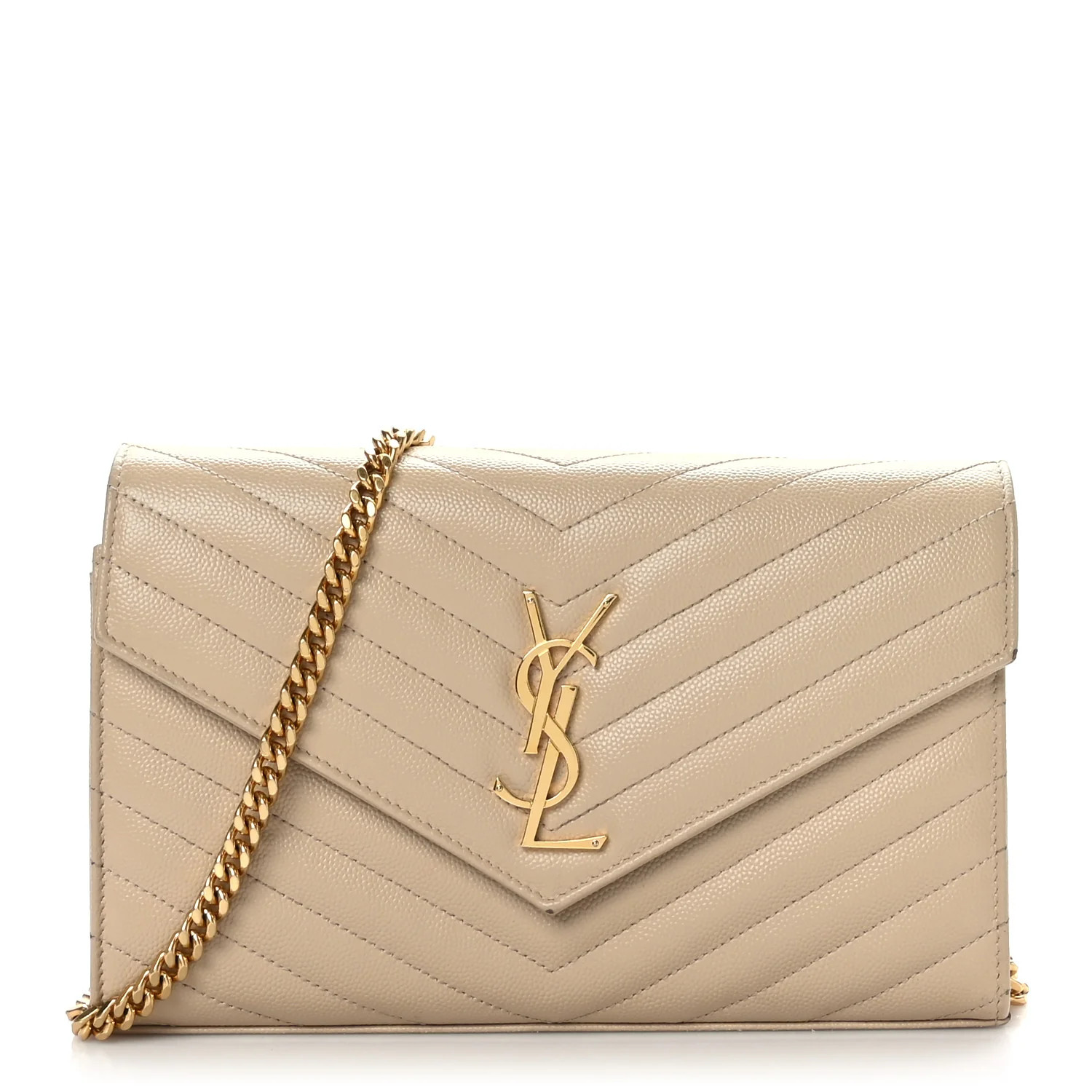 Grain De Poudre Matelasse Chevron Monogram Chain Wallet Nude Powder | FASHIONPHILE (US)