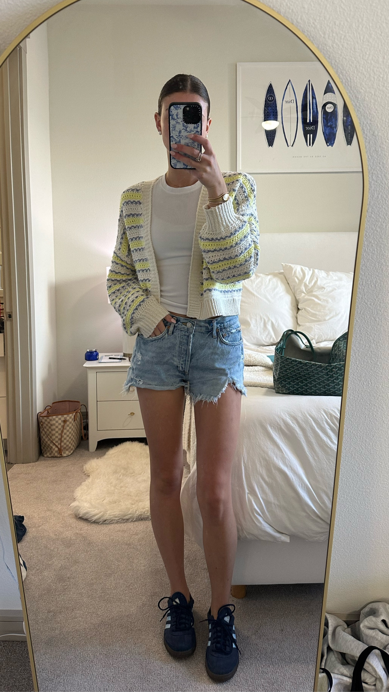Multicolor sweater with white t shirt and agolde denim shorts and adidas sneakers. Transitional wardrobe. Back to school clothes. Fall girl aesthetic. Summer fits. Winter outfits cold. Old money outfit. Outfit ideas. Fashion inspo outfits. Modest outfit inspo. First day of school outfits. Dress to impress. Fall outfits. Discover style ideas. School outfits. Work outfits. Travel outfit. Jeans outfit. Gameday outfit. Europe outfit. Night out outfit. Streetwear fashion. Easy office outfits. Beach outfit

#LTKSeasonal #LTKtravel #LTKstyletip