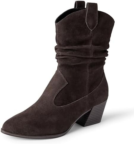 Amazon Essentials Women's Mid Calf Western Fashion Slouch Boots | Amazon (US)
