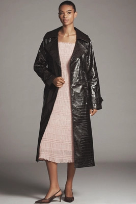 Bernardo Embossed Faux-Croc Trench Coat | Anthropologie (US)