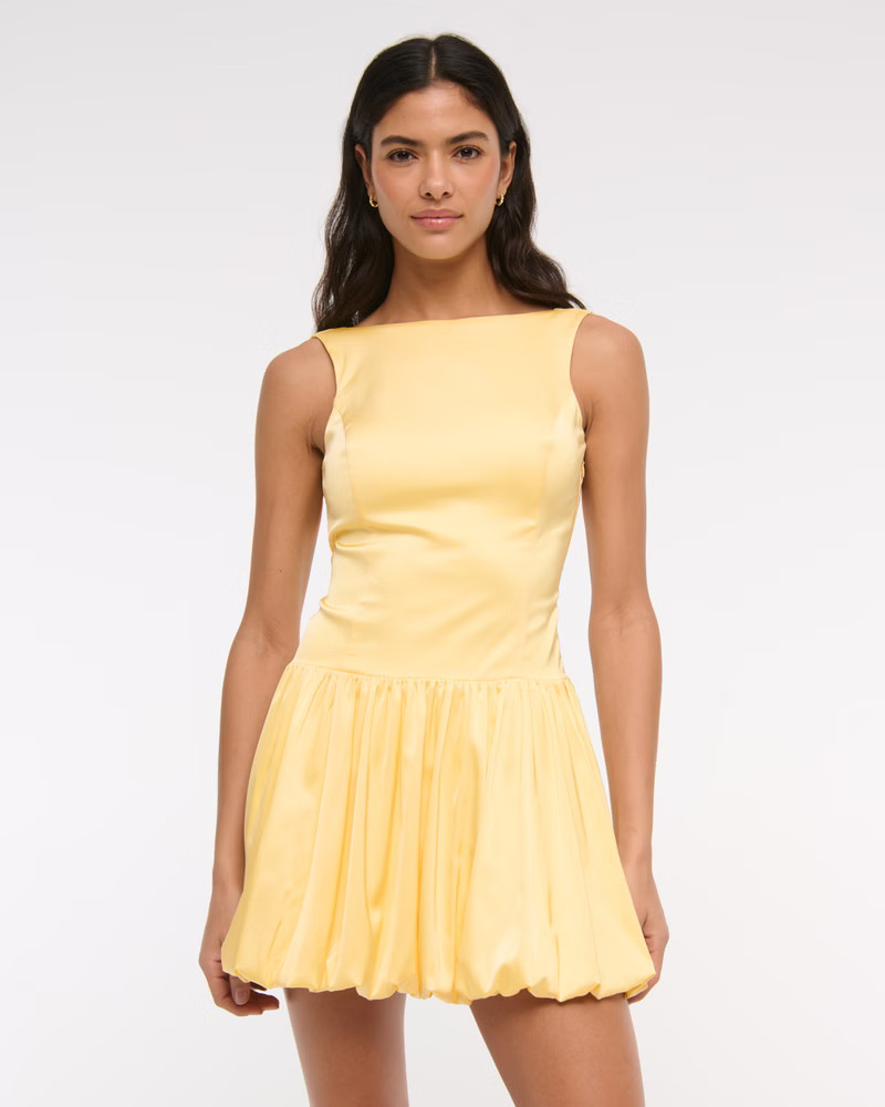Women's High-Neck Bubble Hem Mini Dress | Women's Dresses & Jumpsuits | Abercrombie.com | Abercrombie & Fitch (US)