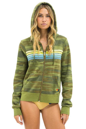 5 STRIPE HOODIE - CAMO // LIME AQUA | Aviator Nation