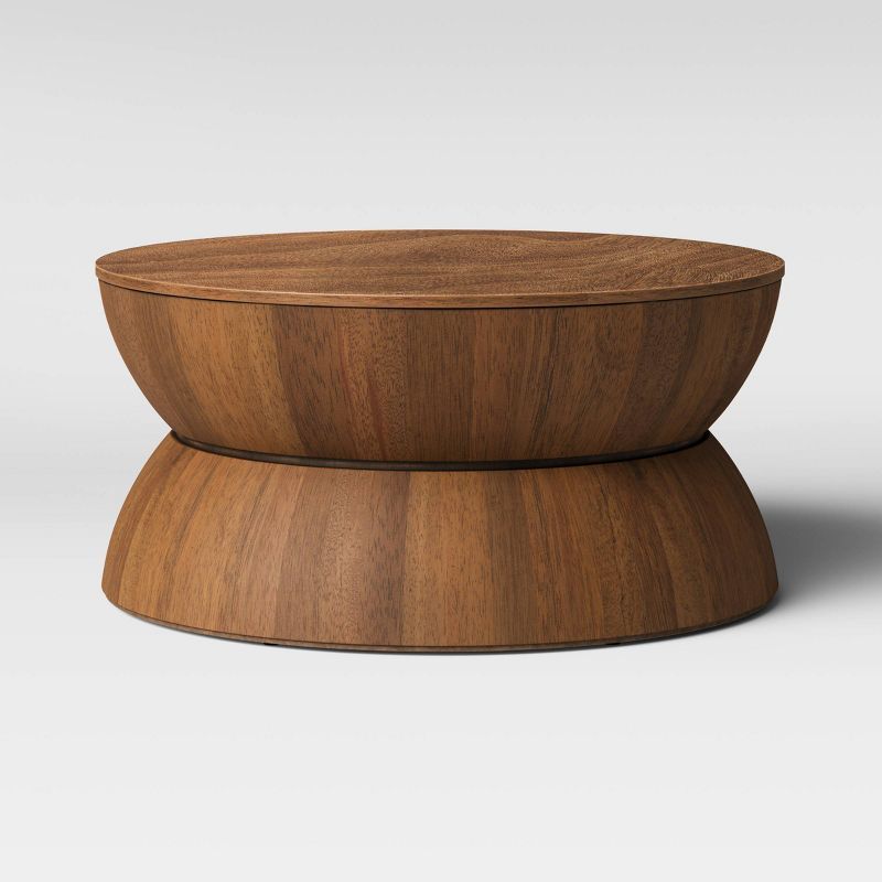 Prisma Round Natural Wood Turned Drum Coffee Table Brown - Threshold™ | Target
