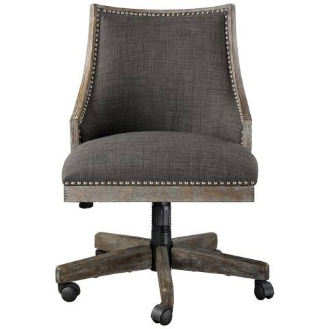 Uttermost Aidrian Charcoal Gray Desk Chair - #70K09 | Lamps Plus | Lamps Plus