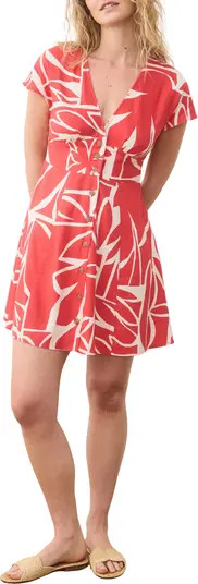 Marine Layer Camila Print Button Front Hemp Blend Minidress | Nordstrom | Nordstrom