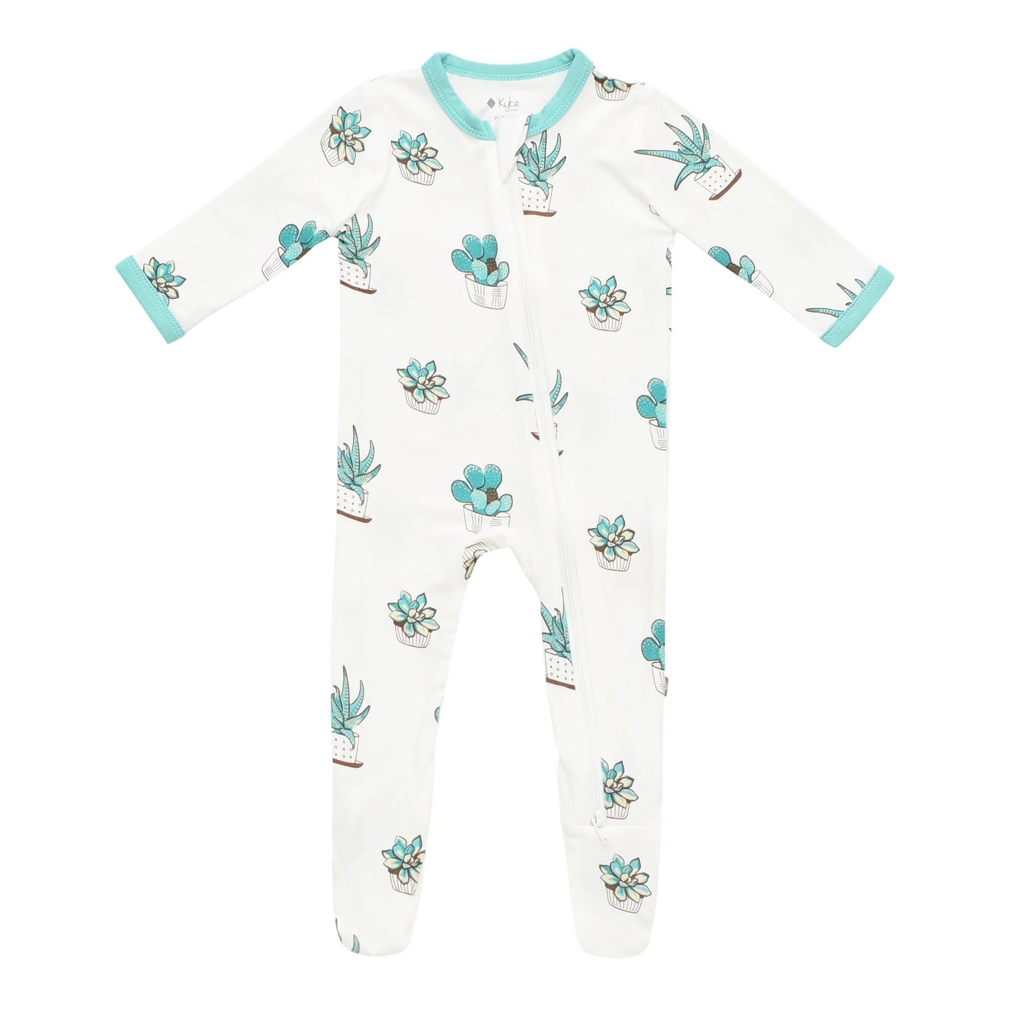 Printed Zippered Footie in Succulent | Kyte BABY