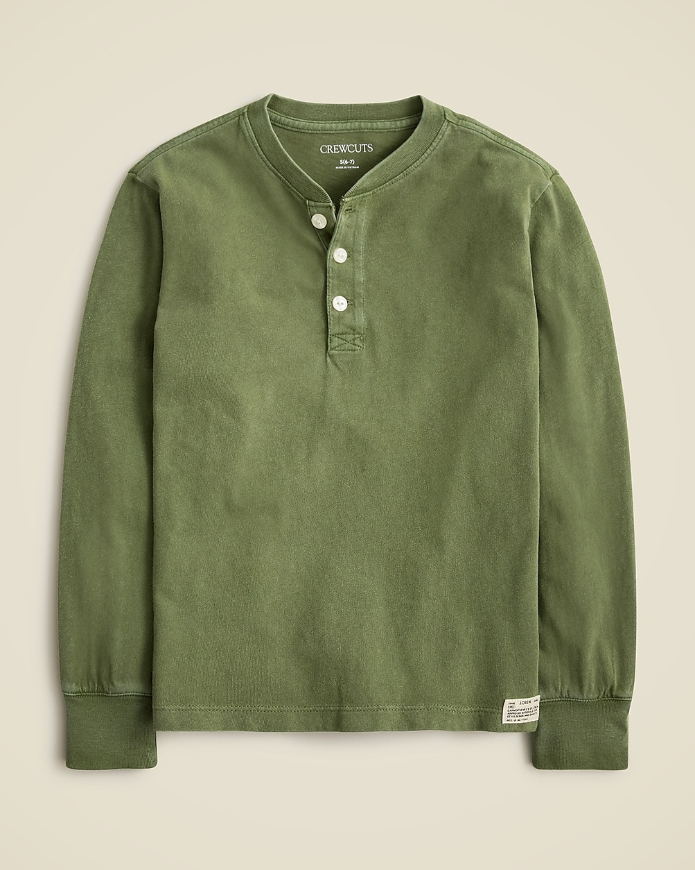 Kids' long-sleeve garment-dyed henley T-shirt in vintage jersey | J. Crew US