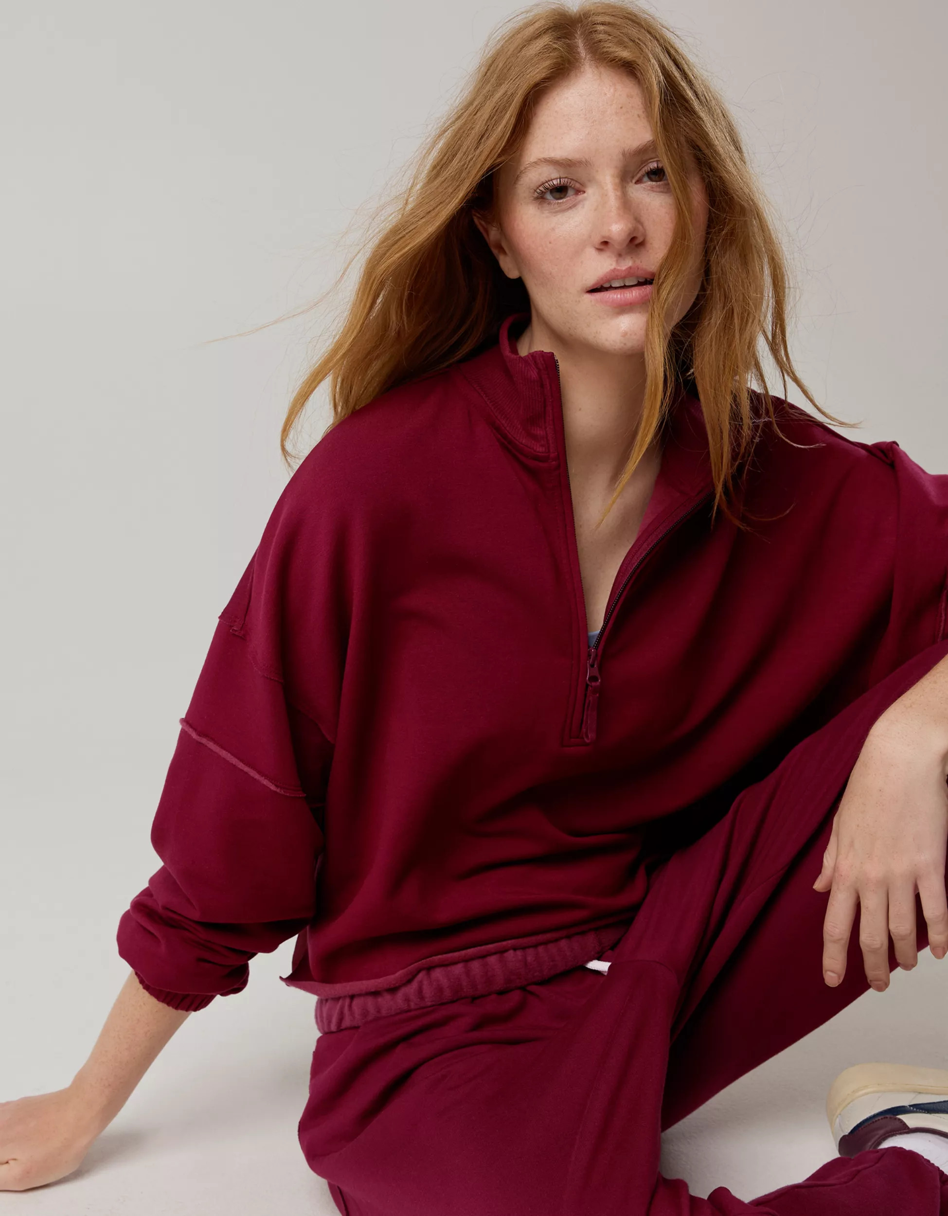 OFFLINE By Aerie OTT Seamed Quarter Zip Sweatshirt | Aerie