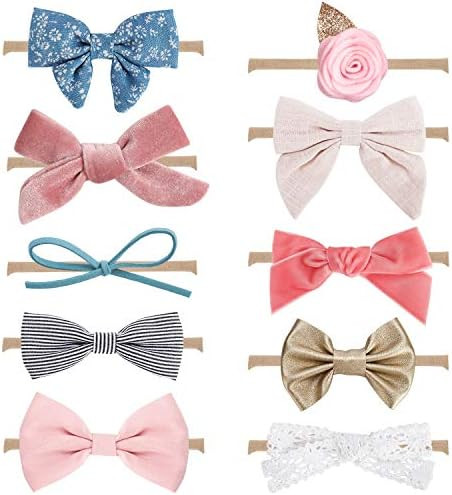 10-Pack Baby Girl Headbands and Bows, Newborn Infant Toddler Hair Accessories by MiiYoung | Amazon (US)