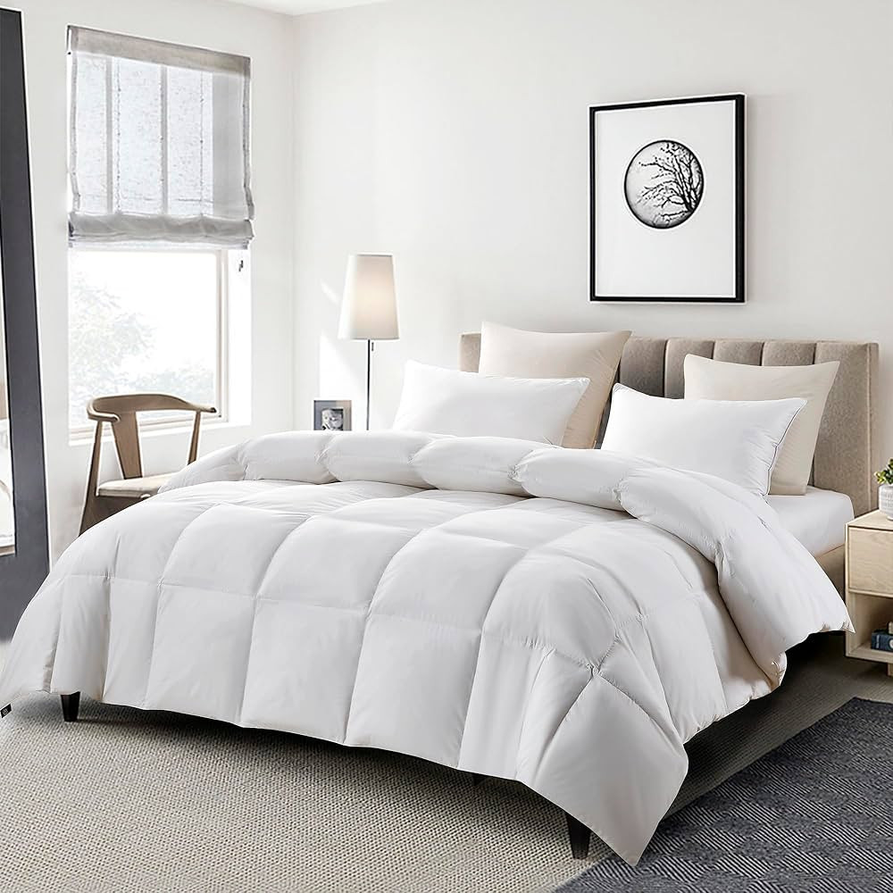 Serta Goose Feather Down Fiber Cotton Comforter King Size - 100% Cotton Duvet Insert - Hotel Luxu... | Amazon (US)