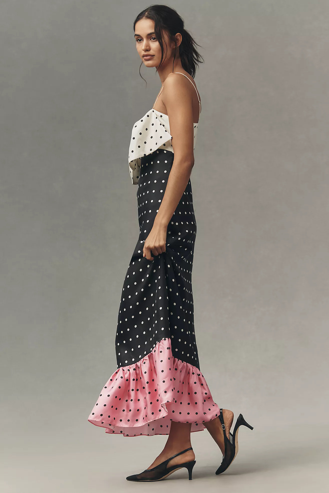 Maude Penelope Sleeveless Bow Ruffle Silk Maxi Dress | Anthropologie (US)