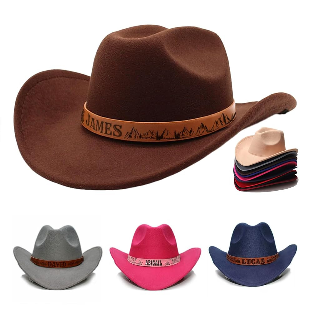 Personalized Cowboy Hat for Toddler Boys Girls, Western Hat for Kids Men Women, Custom Leather Pa... | Amazon (US)