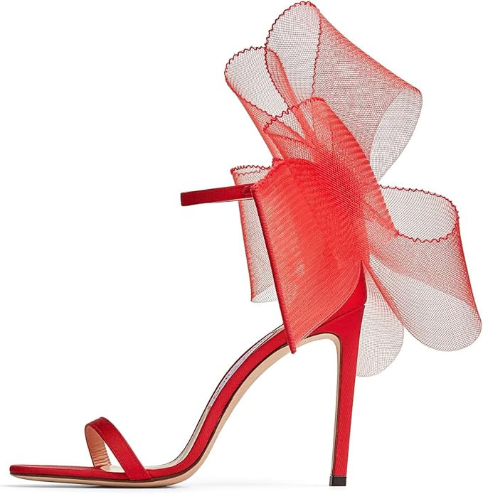 Coutgo Women's Bow Heels Open Toe Stiletto Heels One Strap Party Summer High Heeled Sandals Asymm... | Amazon (US)