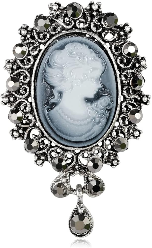 Victorian Vintage Beauty Lady Portrait Brooch Pins with Crystal Rhinestones, Retro Gold Tone Broo... | Amazon (US)