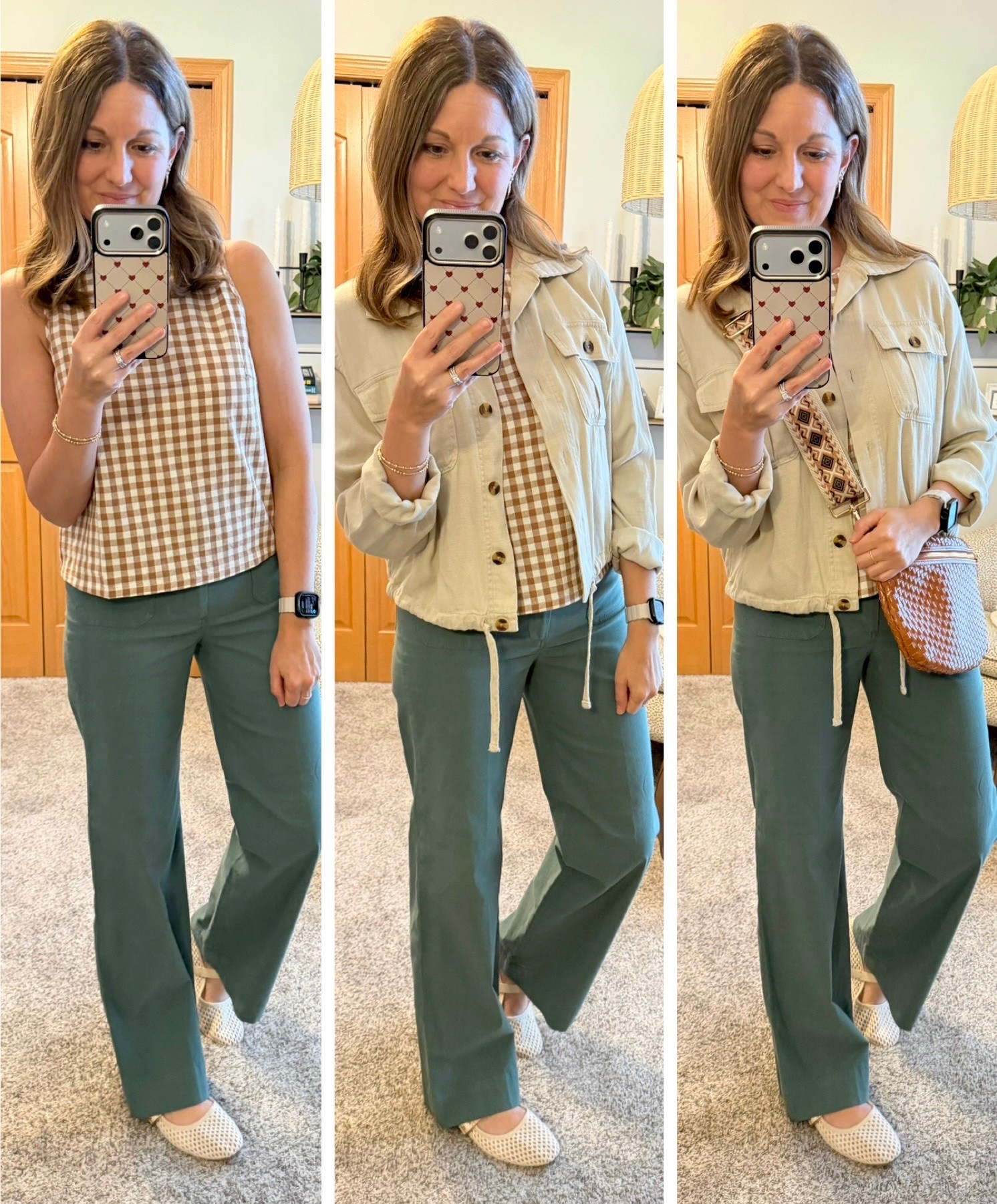 Gingham is in! My look last night for dinner. 

Fit tips
Top - tts, in size S, comes in many color options

Pants - tts, my color is from last year - I own 3 pairs of this style! 

Jacket - mine is sold out, adding similar options - a lightweight jacket like this is a must for your closet! 

Shoes - linking similar items! 

J.Crew Factory | Spring look | Amazon

#LTKSeasonal #LTKOver40