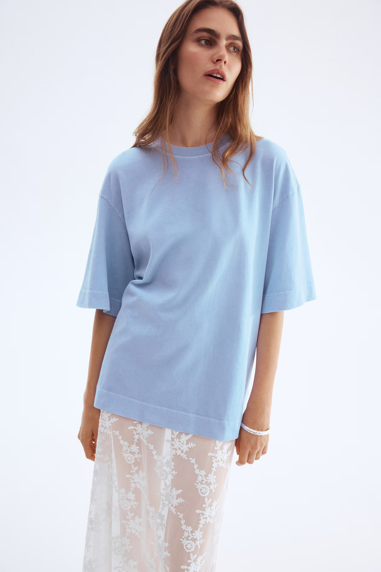Oversized Cotton Tee - Light blue - Ladies | H&M AU | H&M (AU)