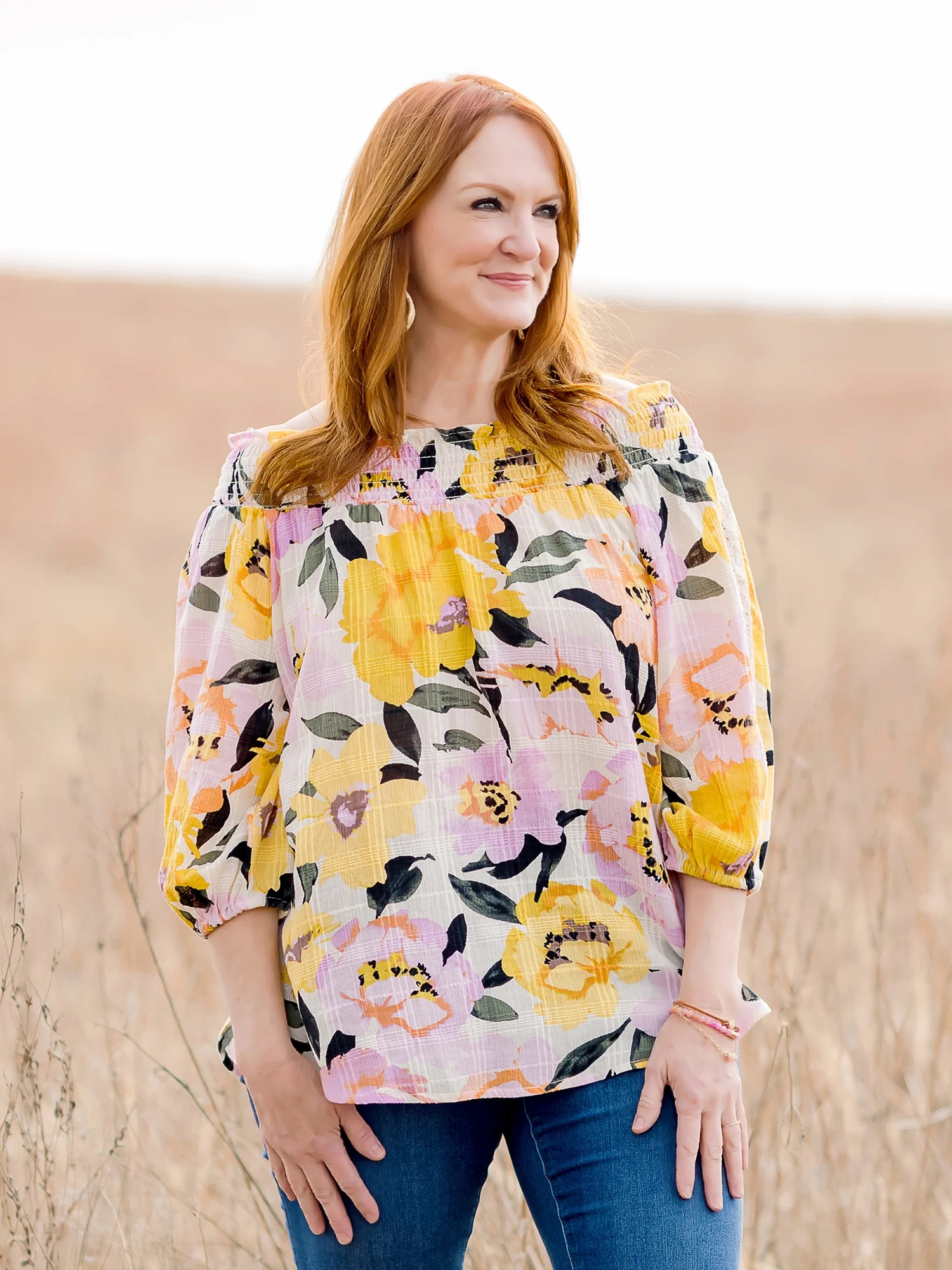 The Pioneer Woman On Off Shoulder Smocked Blouse, Women's | Walmart (US)