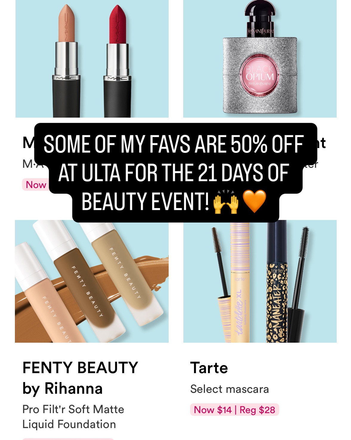 Ulta’s 21 Days of Beauty is the perfect time to grab my everyday essentials ✨ the matte version of my go-to foundation (perfect on 37-year-old skin), the mascara I swear by, and MAC satin lipsticks (forever supreme 💄) are all part of the sale. These are holy grails that I always repurchase, and the savings make it even better! 🛍️

Shop my Ulta sale picks here ⬇️
#Ulta21DaysofBeauty #UltaBeauty #MakeupSale #HolyGrailMakeup 

#LTKBeauty #LTKSaleAlert #LTKStyleTip #LTKBeauty