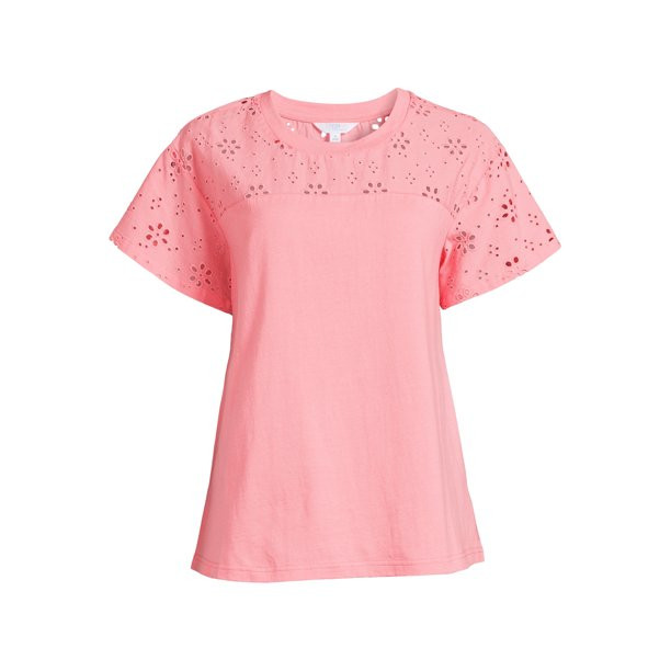 Time and Tru Women's Eyelet Yoke Top | Walmart (US)