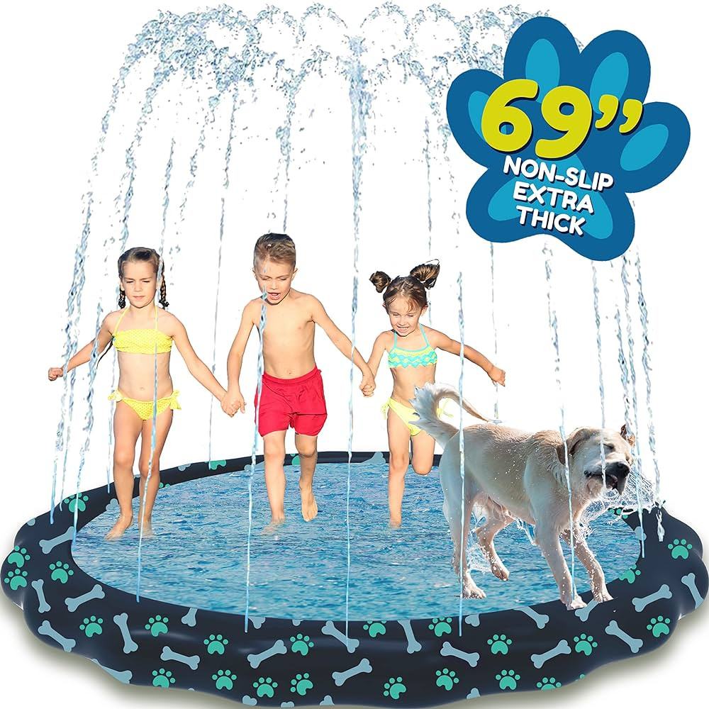 SplashEZ Non Slip Splash Pad for Kids & Dogs, 69’’ Extra Large Splash Pad Sprinkler for Kids,... | Amazon (US)
