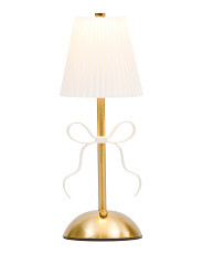 4.5x11 Fluted Shade Rechargeable Tabletop Lamp With Bow Accent | Lighting | Marshalls | Marshalls
