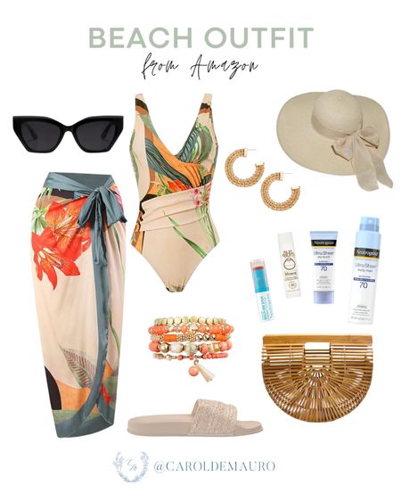 Upgrade your beach style with this beautiful patterned one-piece swimsuit and its matching wrap skirt cover-up along with slide sandals, bamboo handbag, and more!
#amazonfinds #resortwear #vacationlook #affordablefinds

#LTKStyleTip #LTKSeasonal #LTKItBag