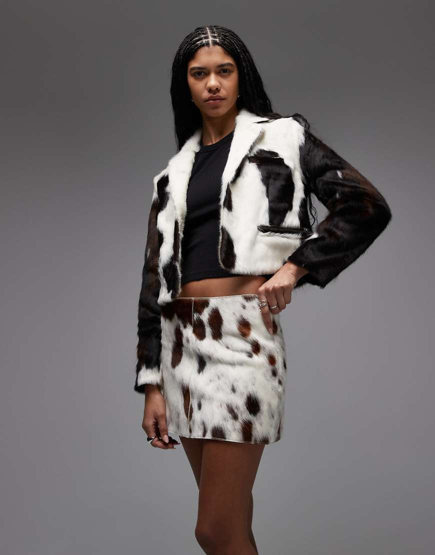 AllSaints dapple cow hide mini skirt in cream (part of a set)-Multi | ASOS (Global)