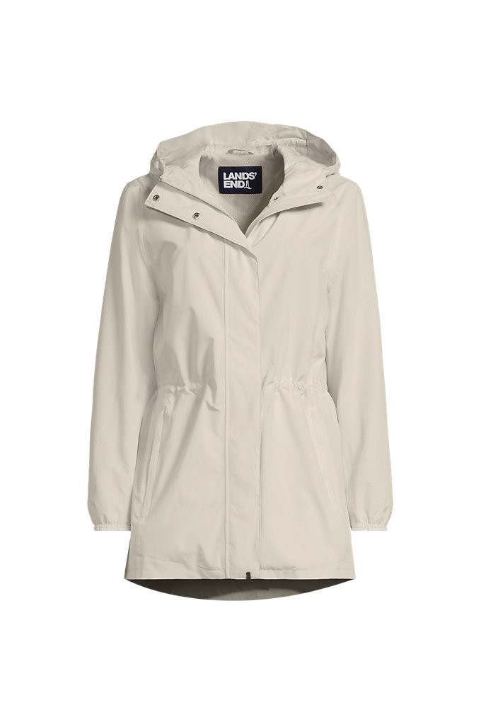 Petite Waterproof Hooded Packable Raincoat - Lands' End - Ivory - L | Lands' End (US)