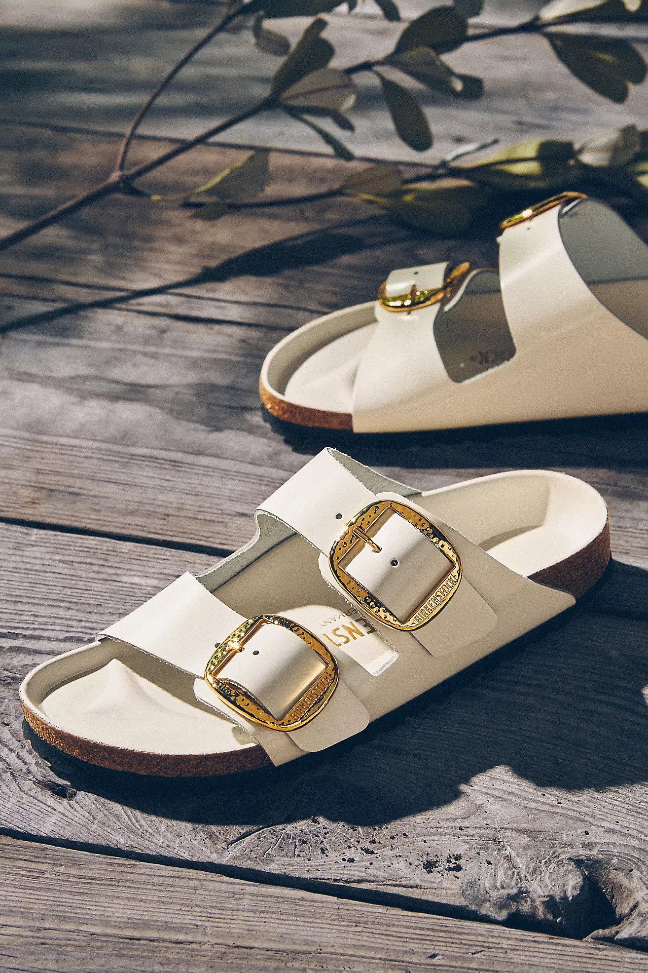 Birkenstock Arizona Big Hammered Buckle High Shine Sandals | Anthropologie (US)