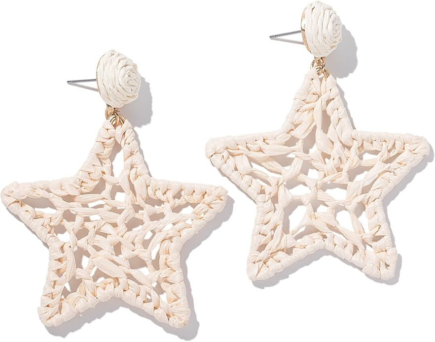 Statement Raffia Earrings Boho Dangle Drop Earrings Cute Handmade Fashion Earring Summer Beach Je... | Amazon (US)