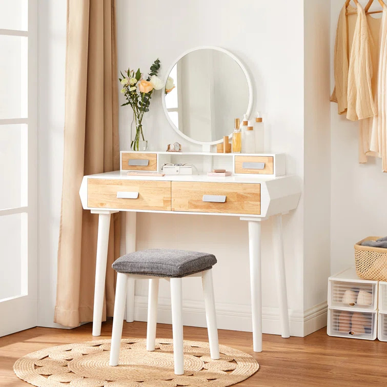 Machen Vanity Set with Stool and Mirror | Wayfair North America